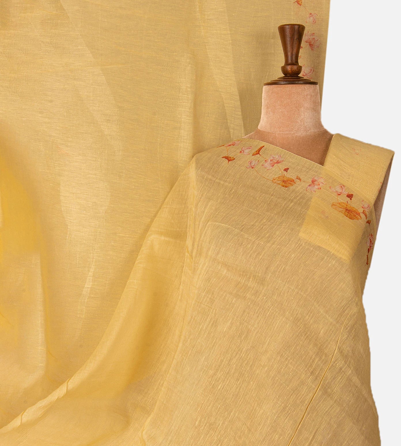 Yellow Linen Saree