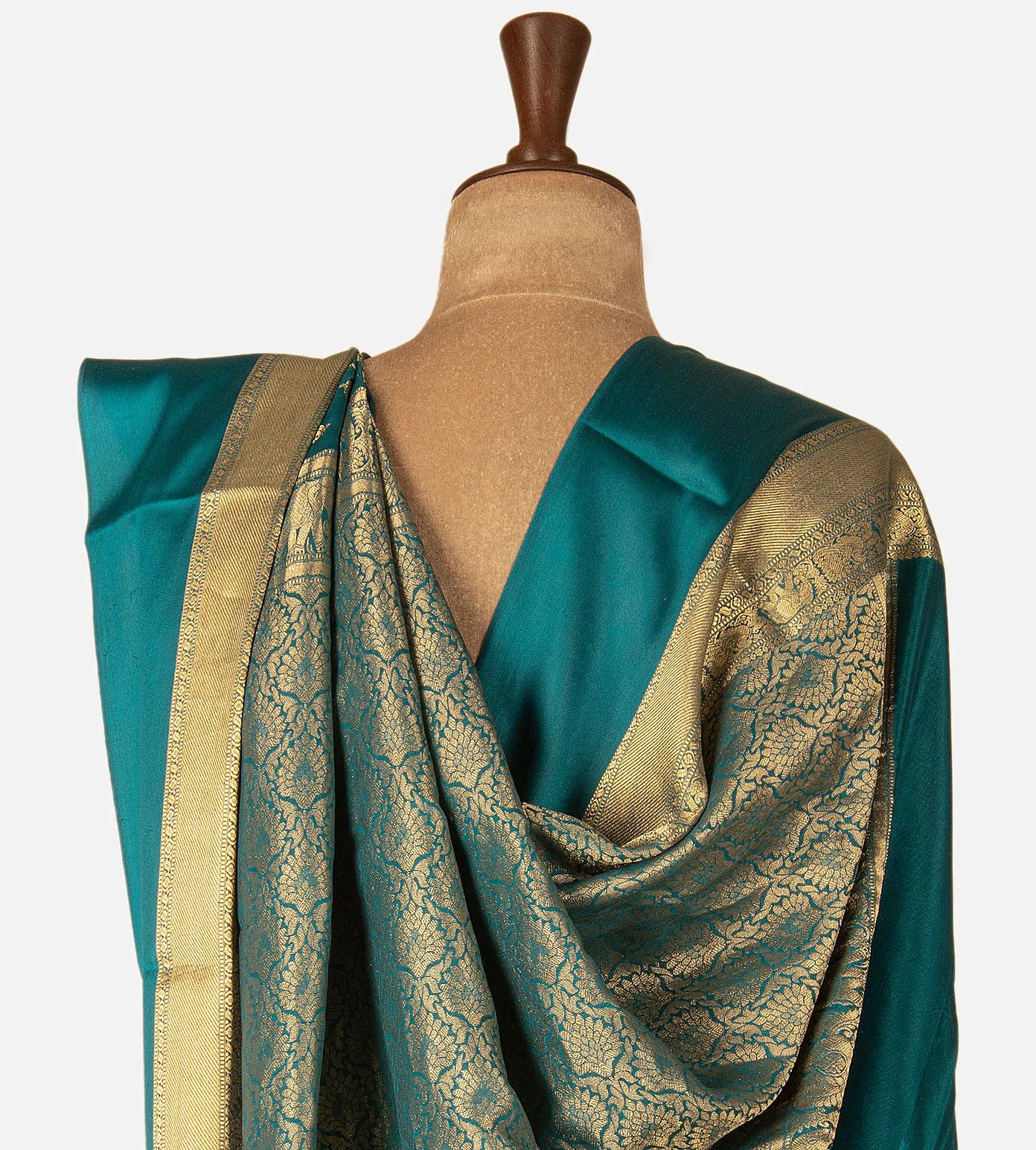 Deep Teal Mysore Crepe Saree