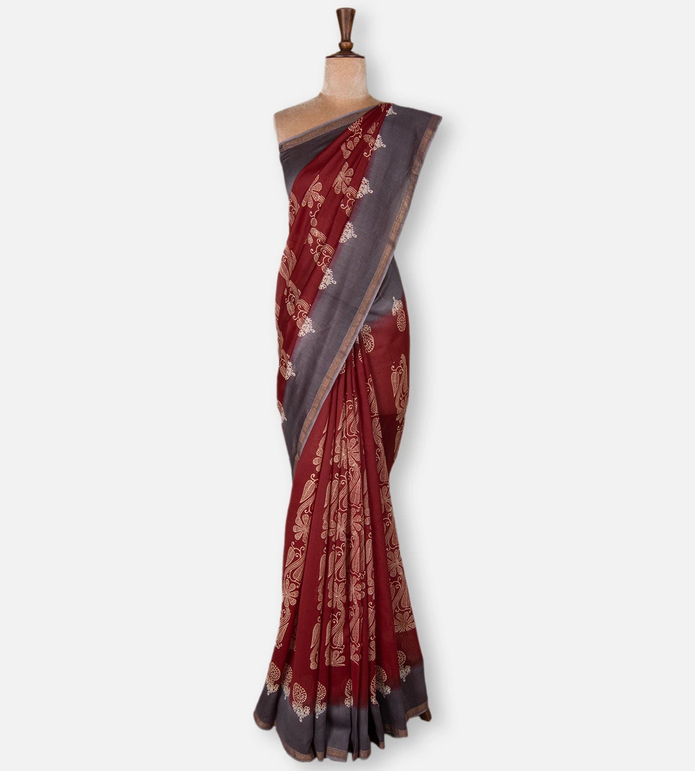 Maroon Chanderi Cotton Saree