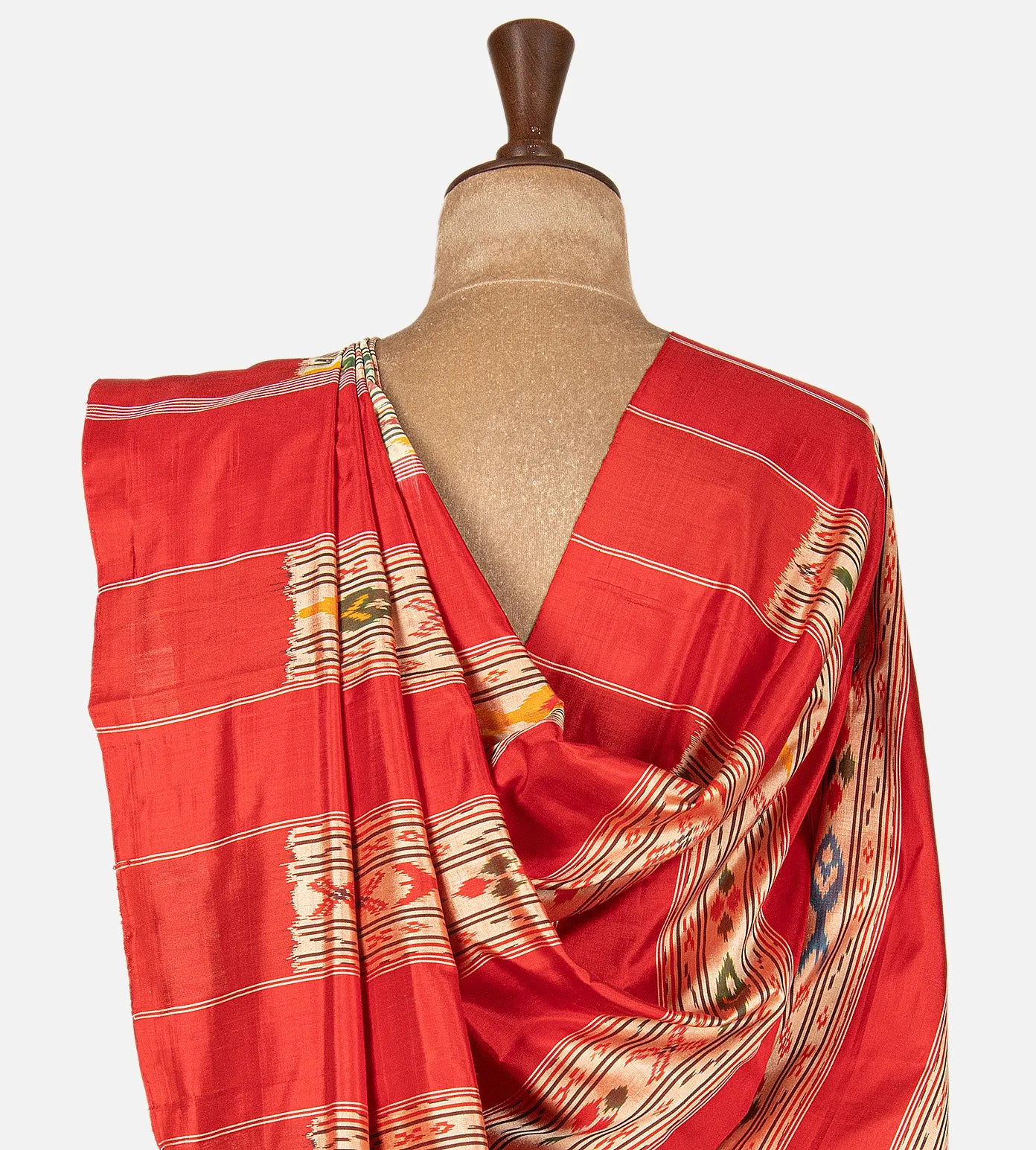 Deep Beige Ikkat Silk Saree