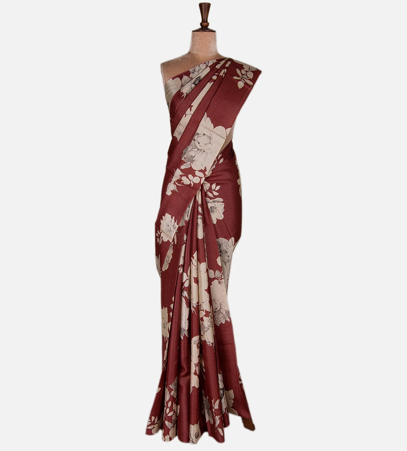 Maroon Tussar Saree