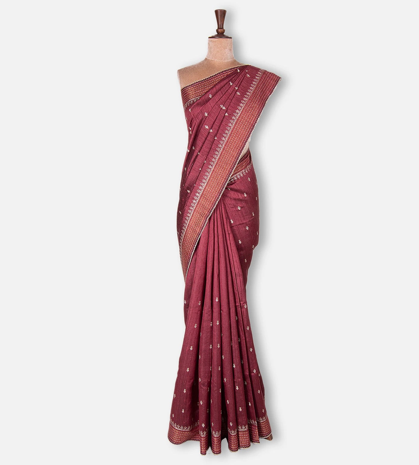 Maroon Tussar Saree