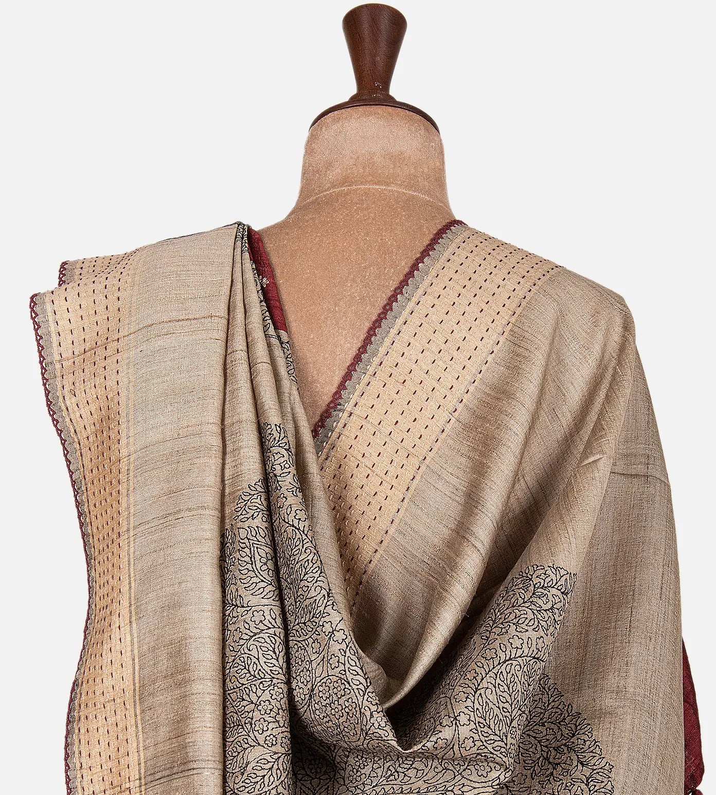 Maroon Tussar Saree