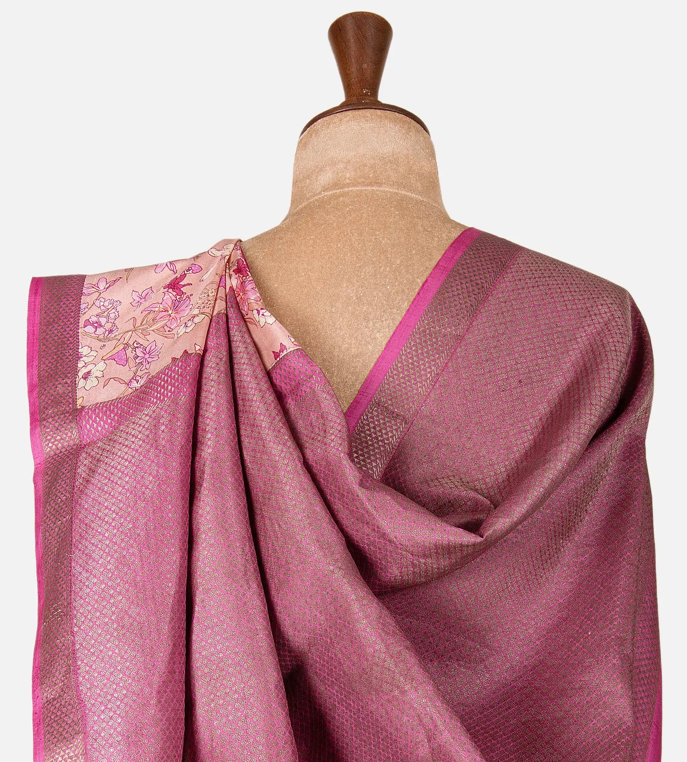 Pastel Pink Printed Soft Silk Saree