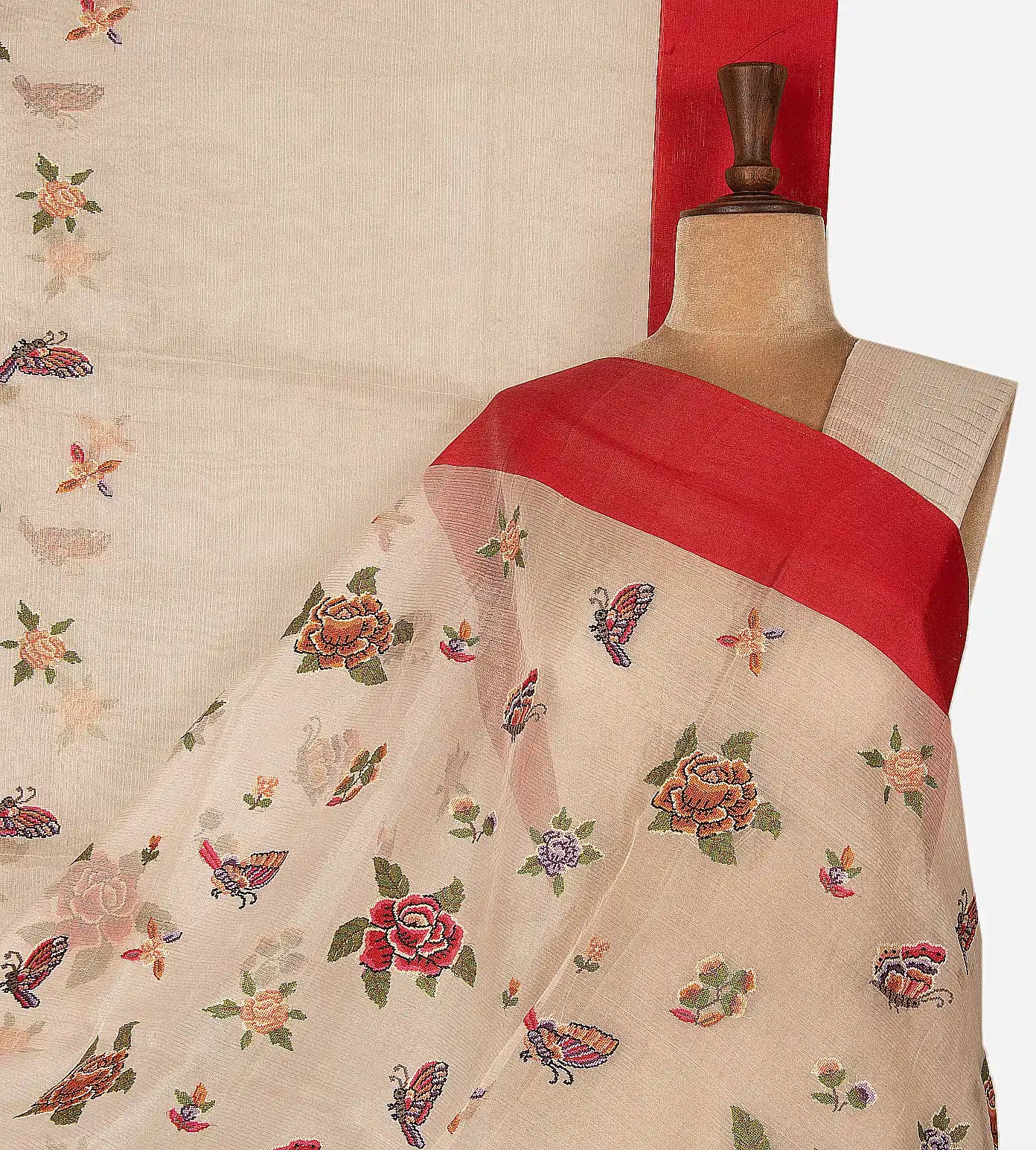 Light Beige Organza Saree