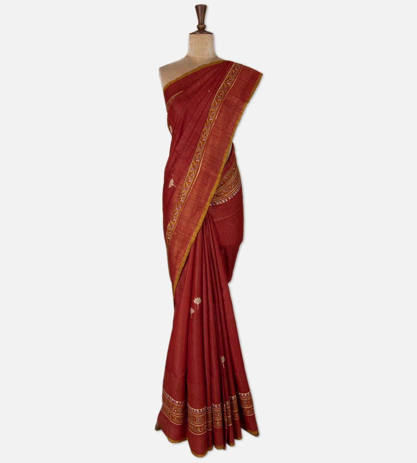 Maroon Tussar Saree