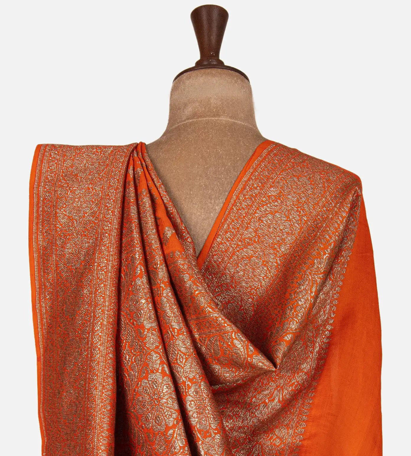 Orange Banarasi Tussar Georgette Saree