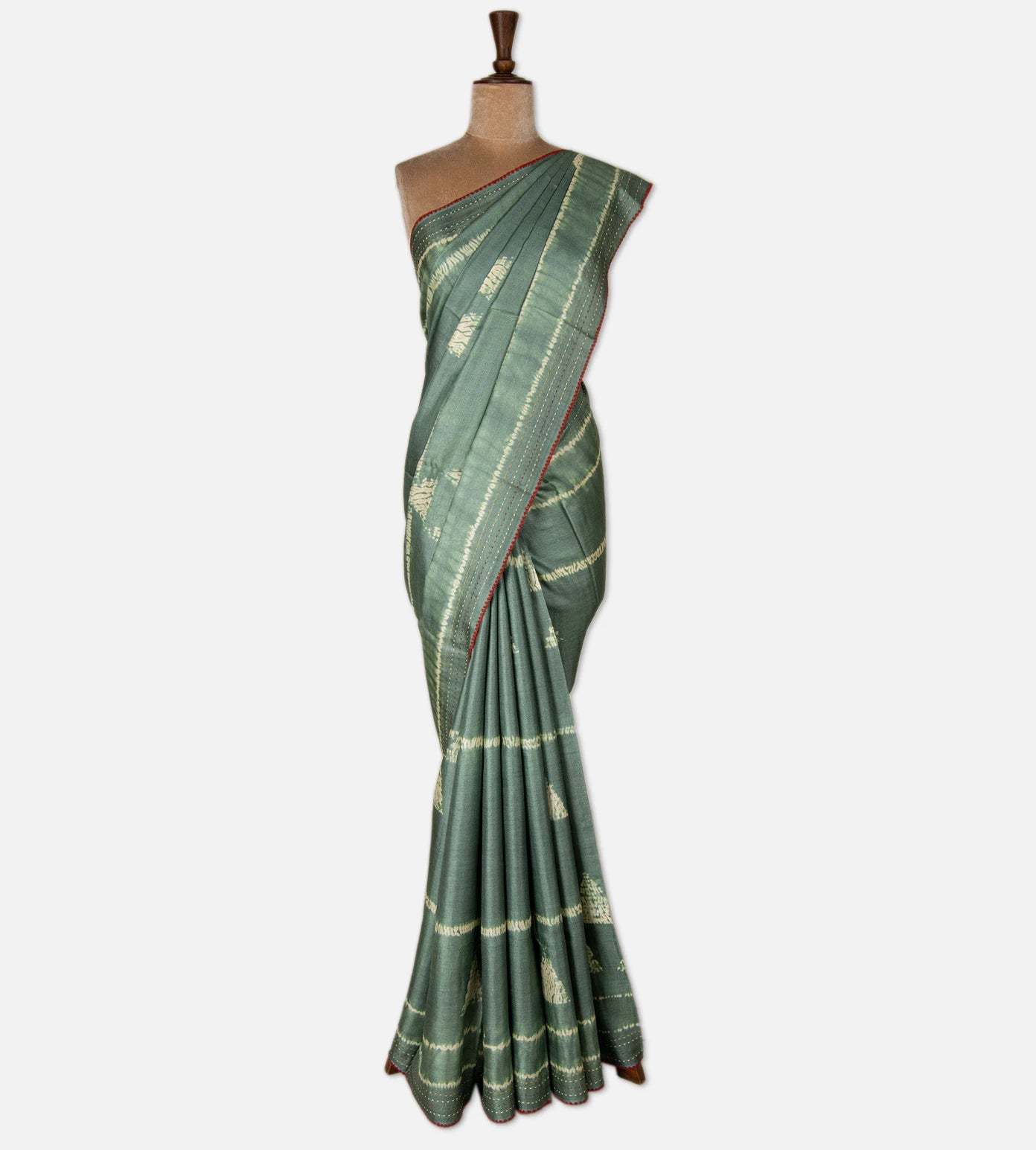 Green Shibori Tussar Saree