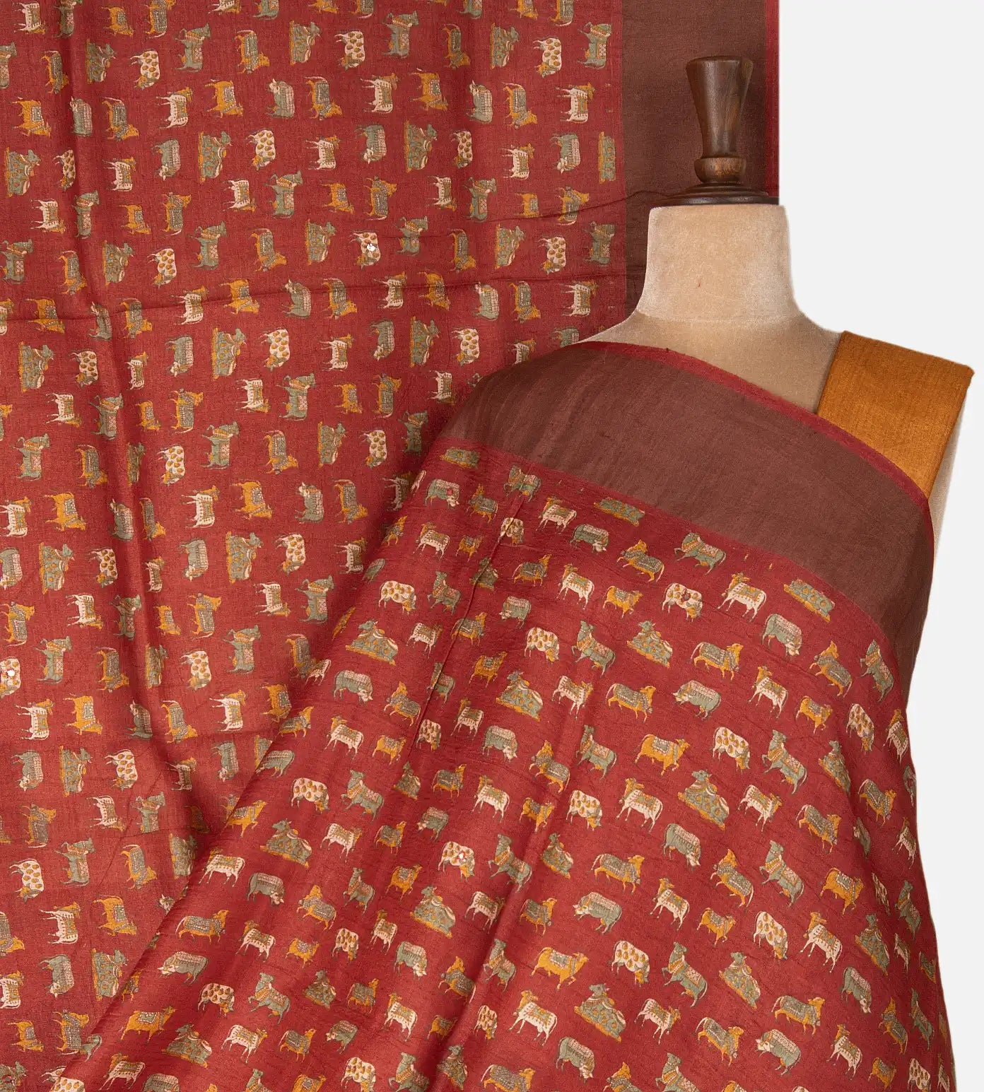 Red Tussar Saree