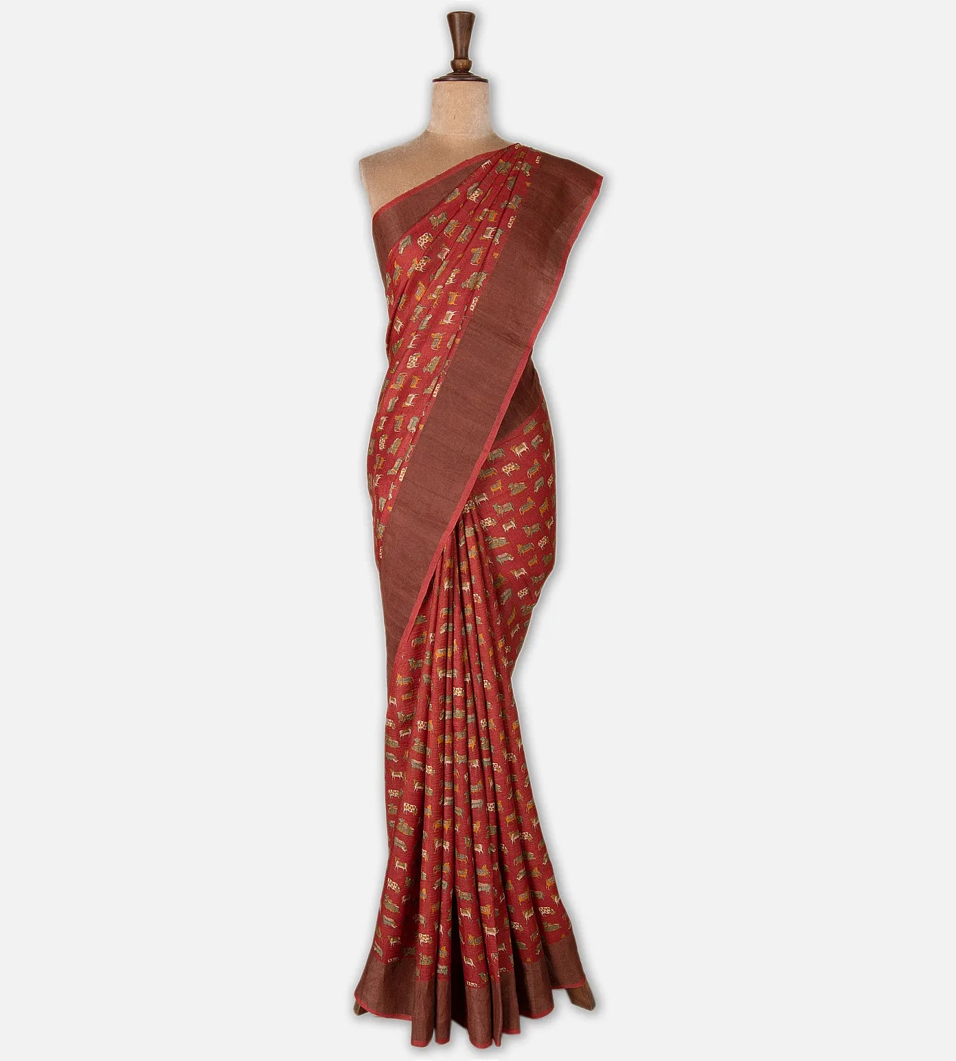 Red Tussar Saree