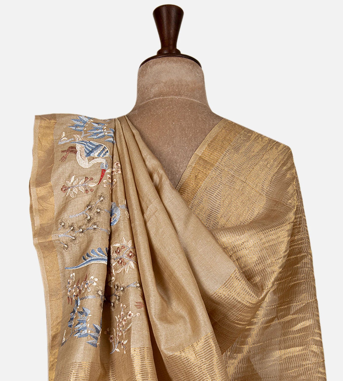 Beige Tussar Saree