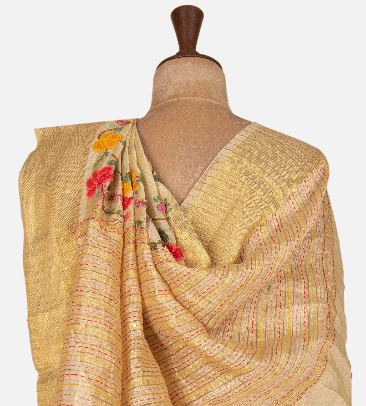 Beige Linen Saree