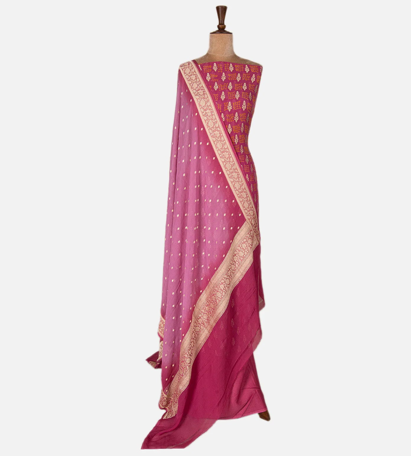 Pink Georgette with Bandhani Salwar