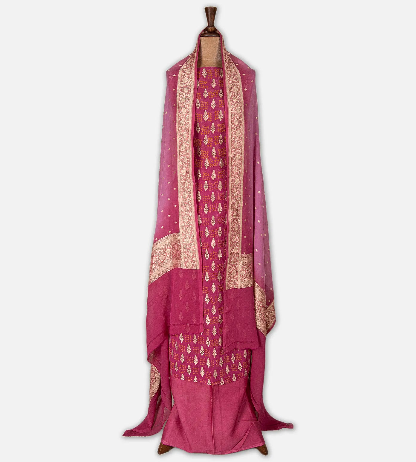 Pink Georgette with Bandhani Salwar