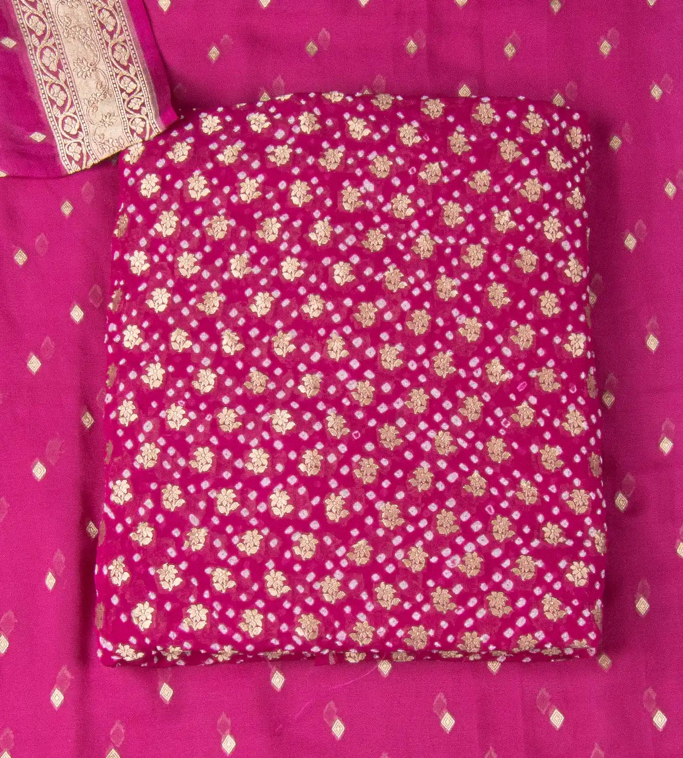 Pink Georgette with Bandhani Salwar