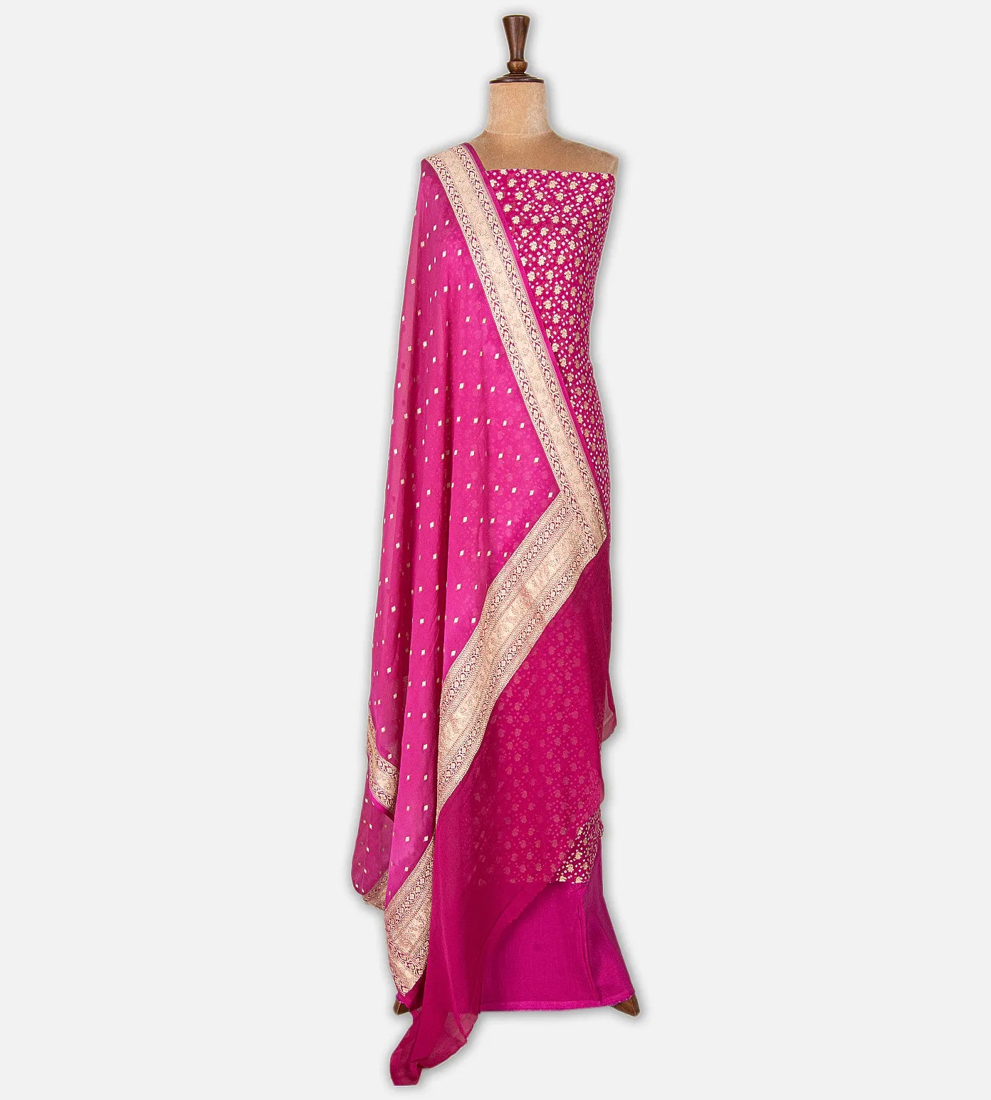 Pink Georgette with Bandhani Salwar