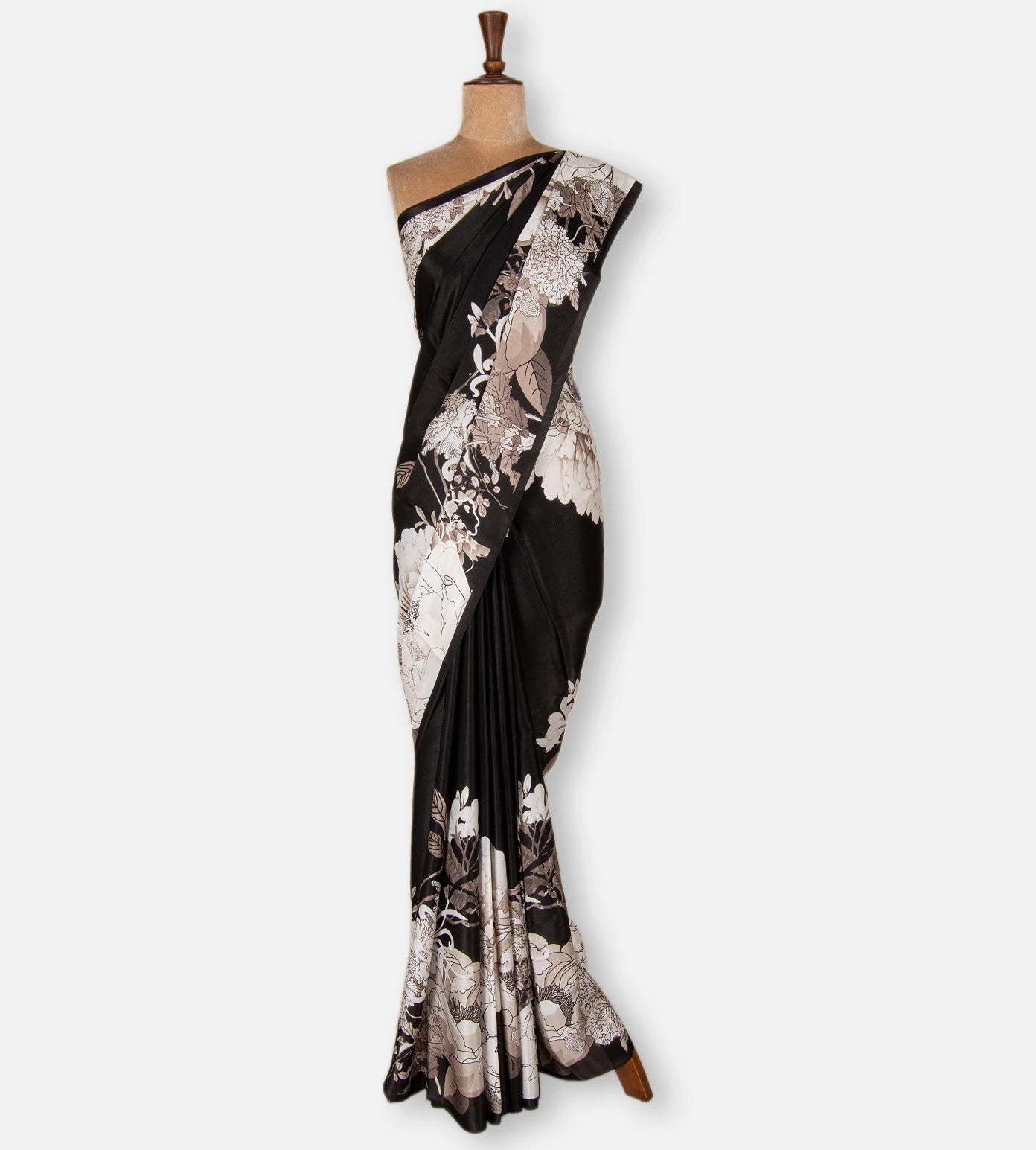 Black Satin Crepe Saree