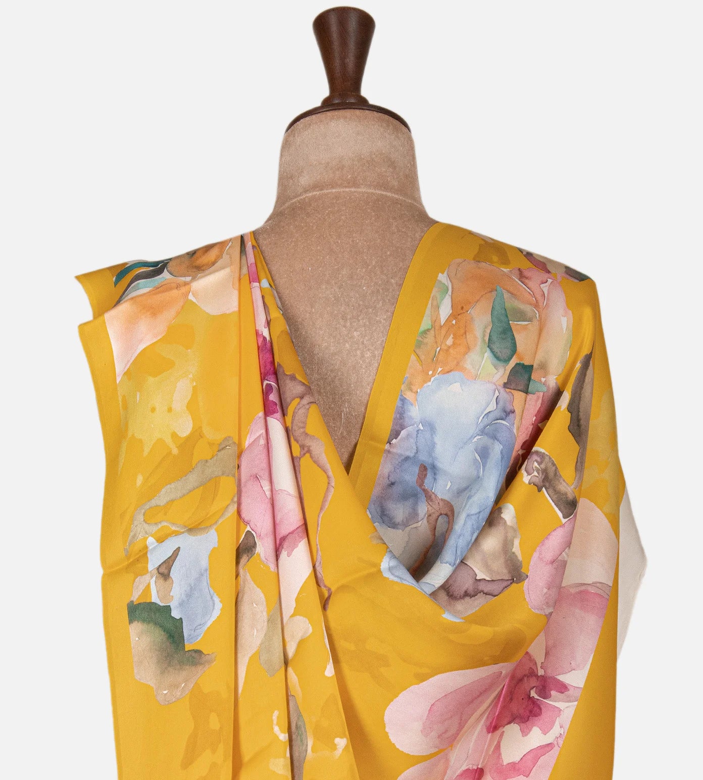 Yellow Satin Crepe Saree