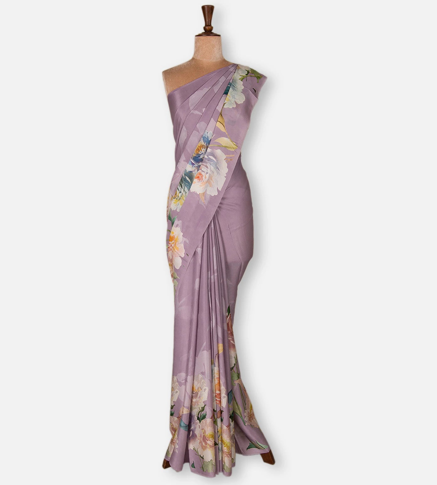 Lavender Satin Crepe Saree