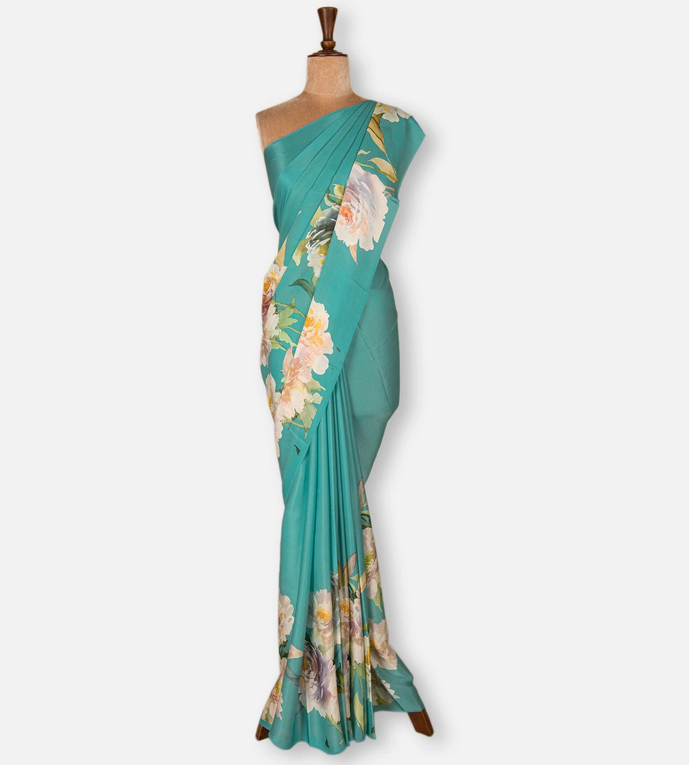 Blue Satin Crepe Saree