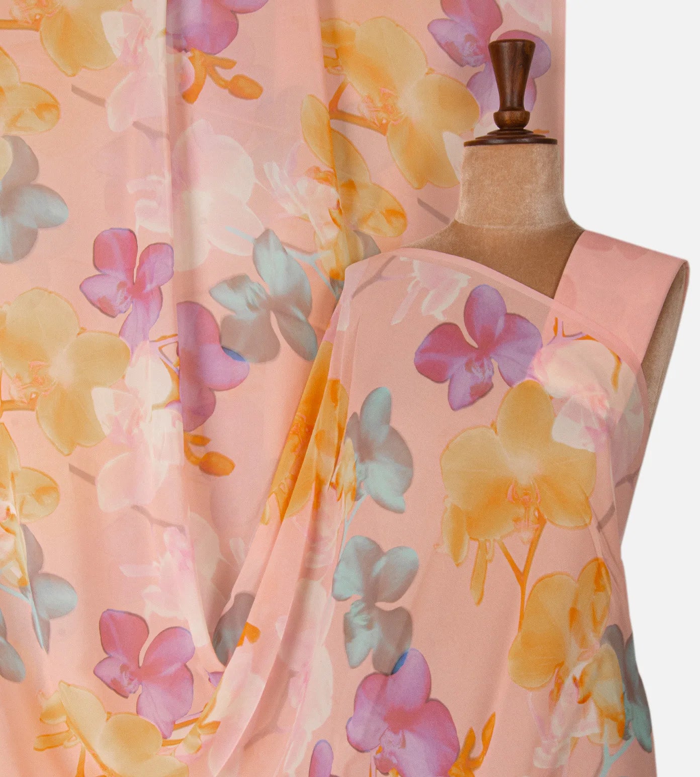 Light Peach Georgette Saree