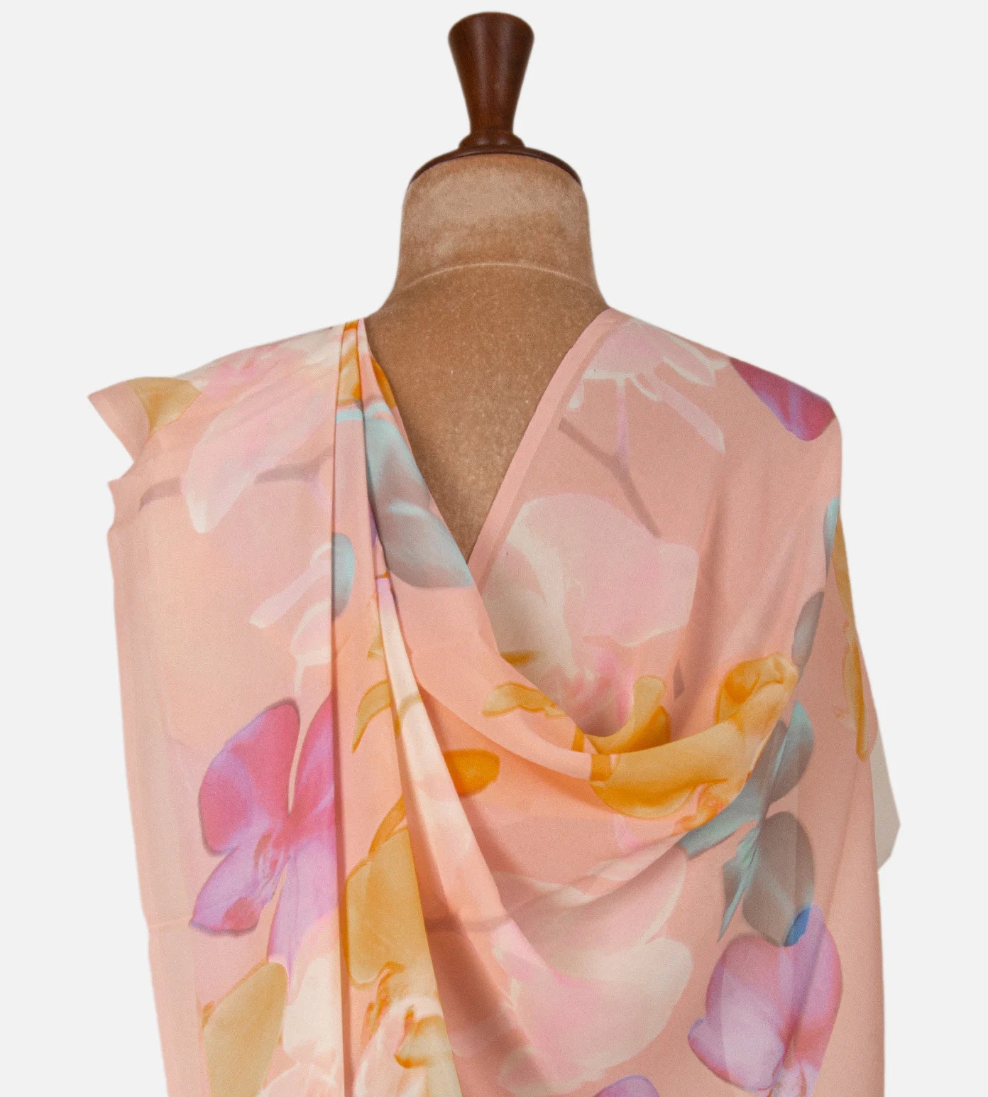 Light Peach Georgette Saree