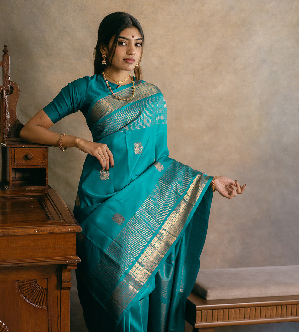 Blue Kanchipuram Silk Saree