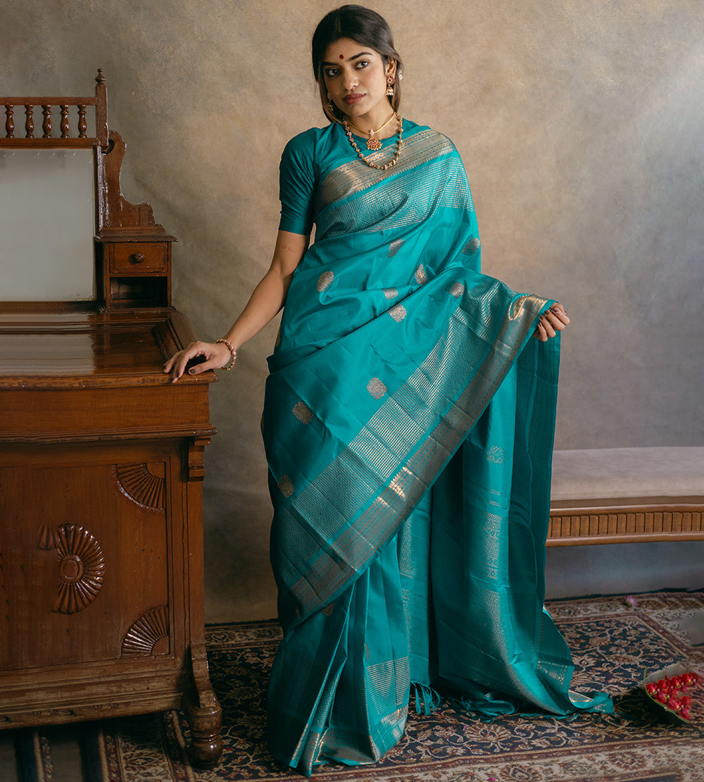 Blue Kanchipuram Silk Saree