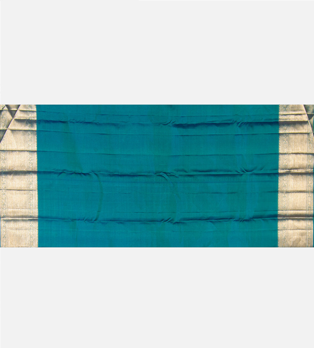 Peacock Blue Kanchipuram Silk Saree