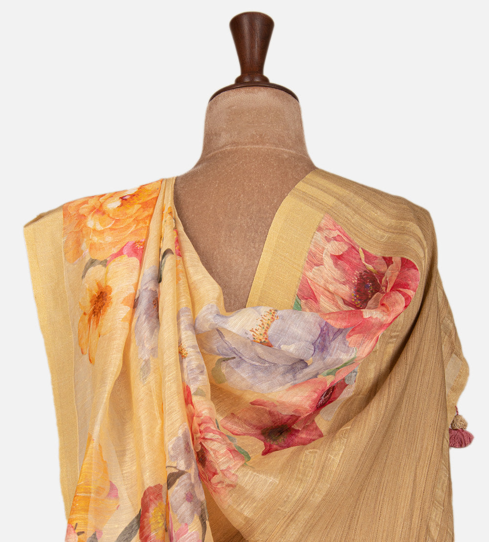 Yellow Linen Saree