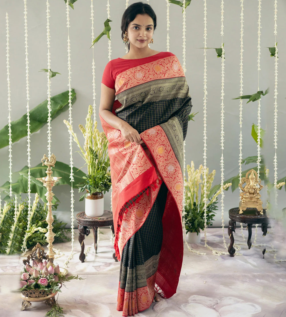 Black Kanchipuram Silk Saree