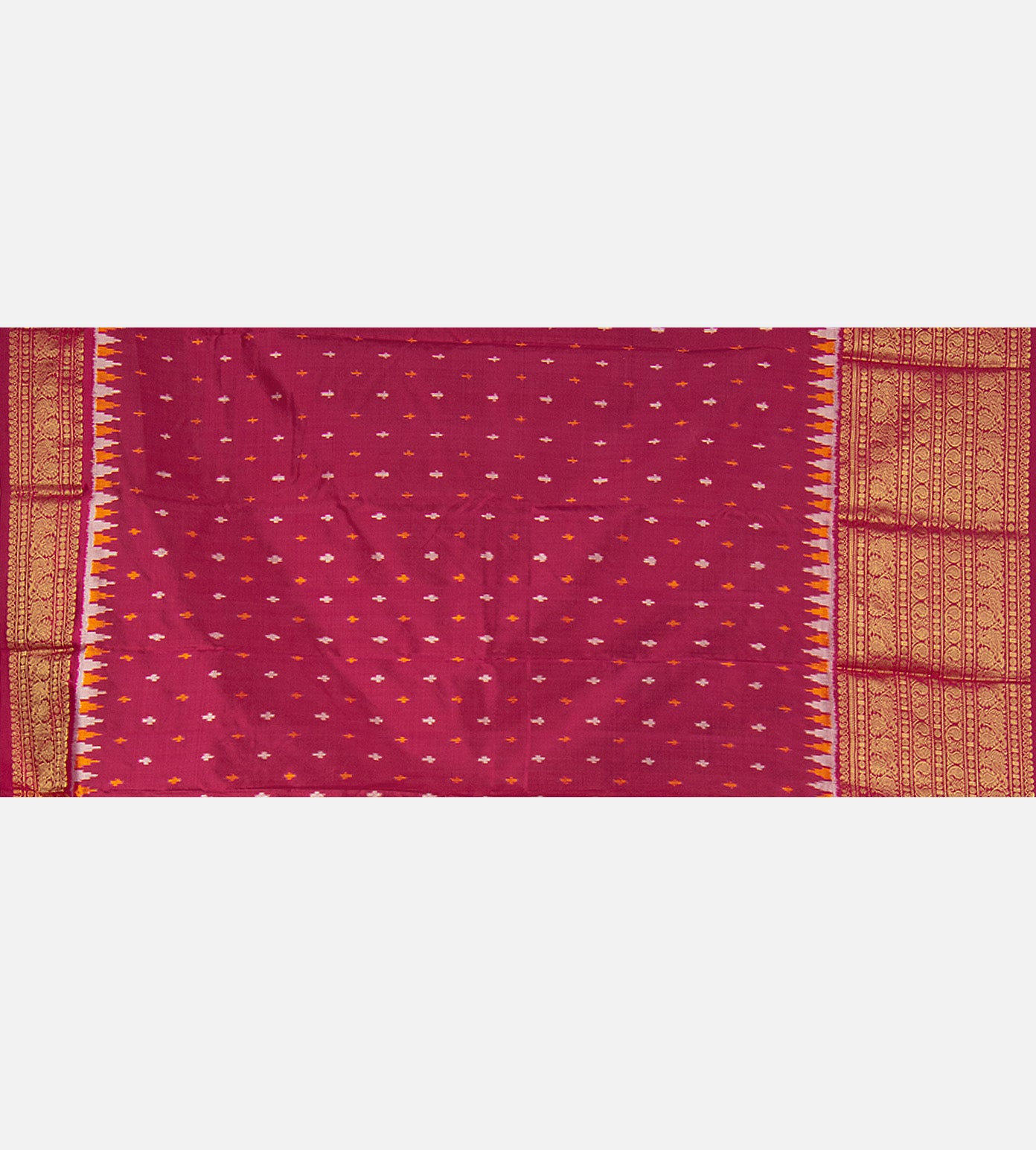 Light Beige Ikkat Kanchipuram Silk Saree