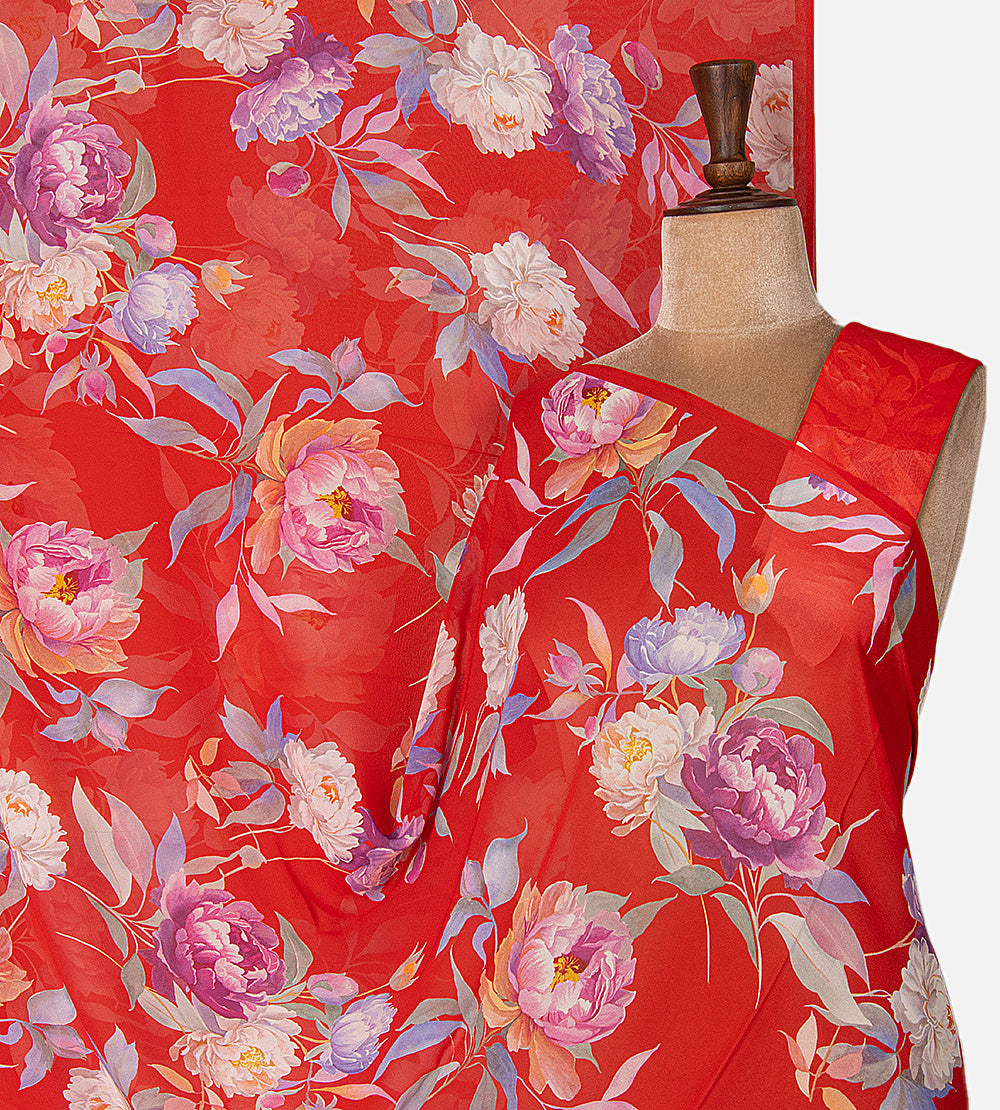 Red Georgette Saree