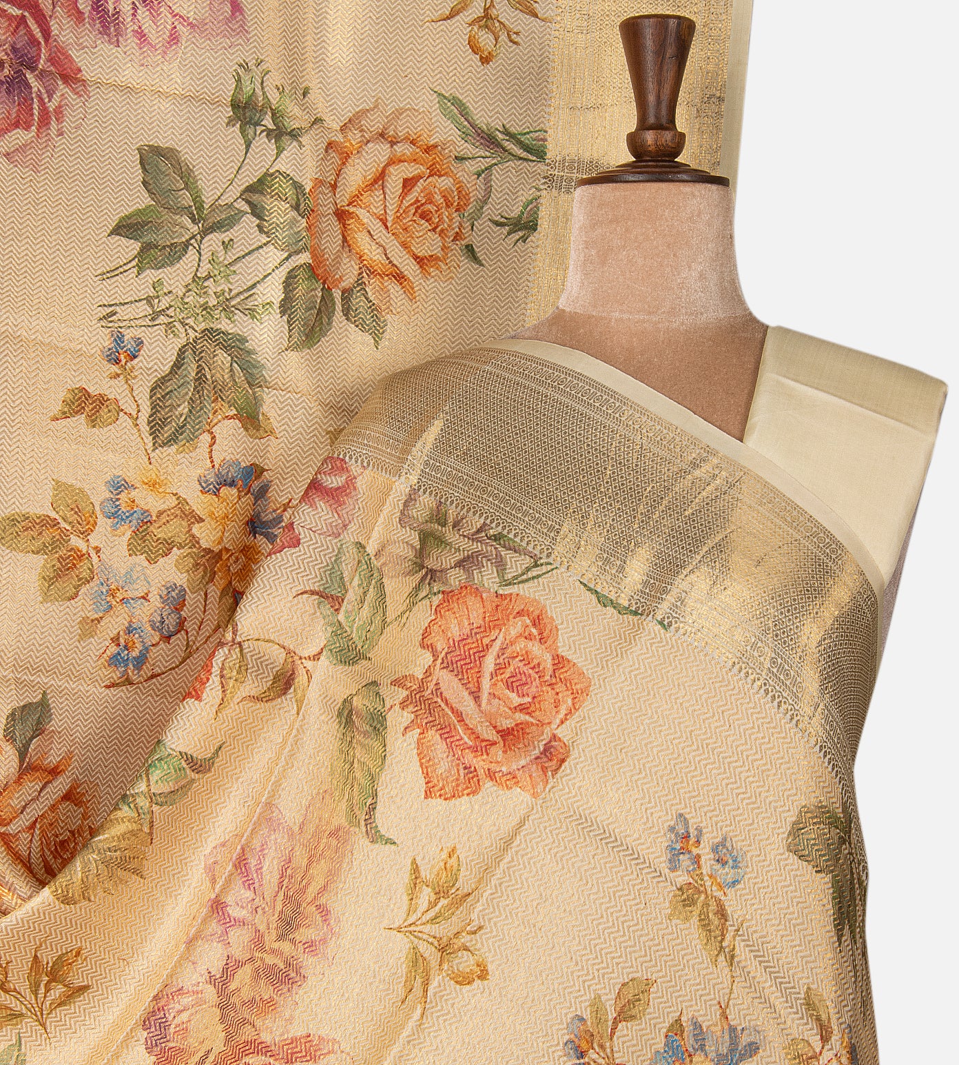 Beige Kanchipuram Silk Saree