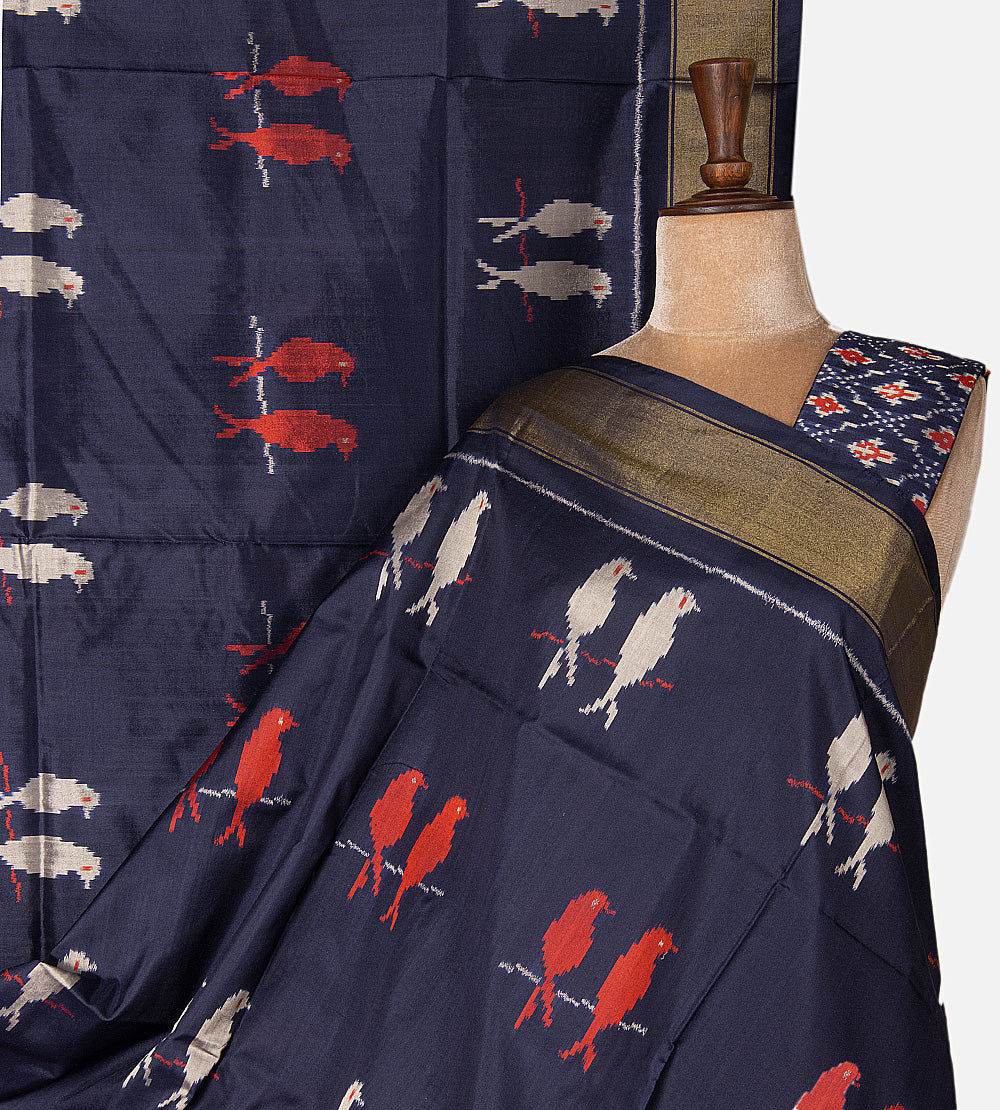 Blue Ikkat Silk Saree