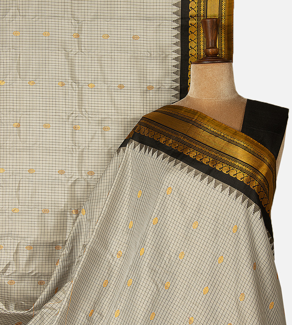 Grey Gadwal Silk Saree