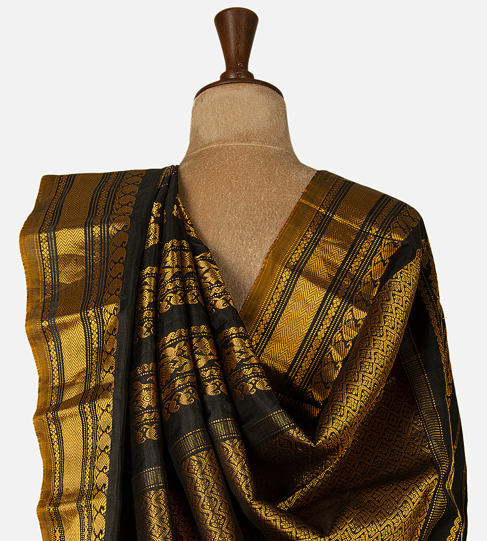 Grey Gadwal Silk Saree