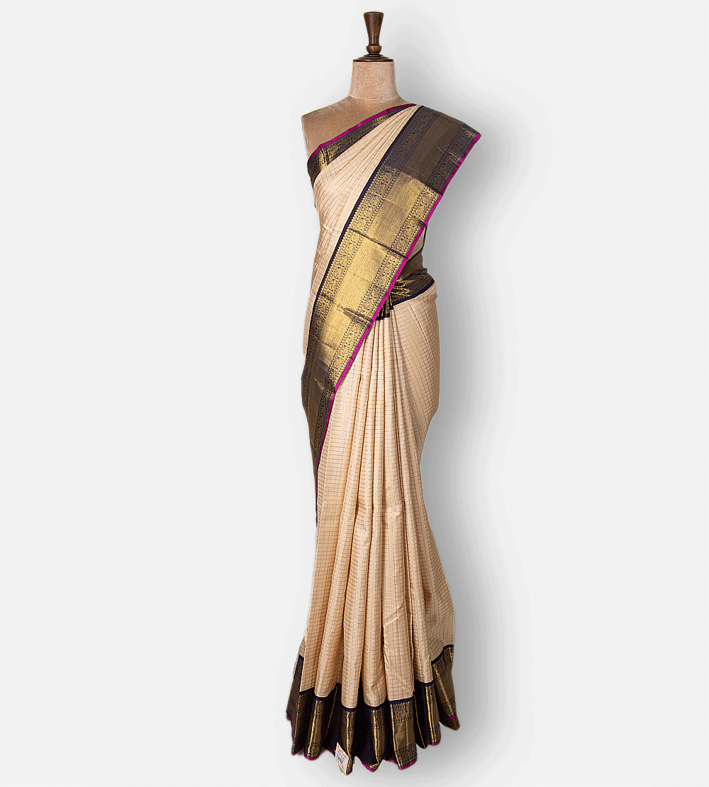 Deep Beige Kanchipuram Silk Saree