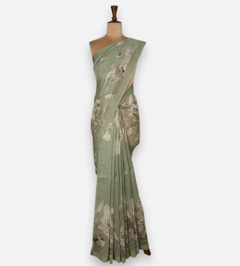 Green Linen Saree