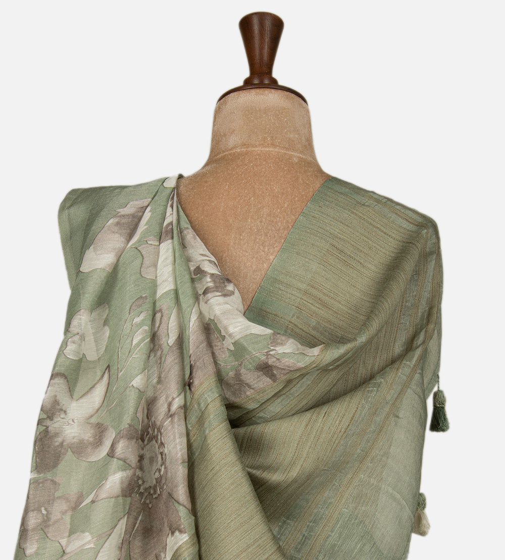 Green Linen Saree
