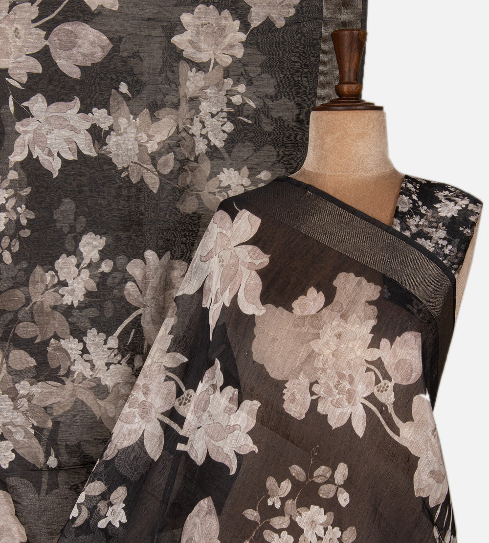 Black Linen Saree