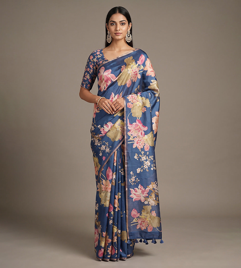 Blue Moonga Tussar Saree