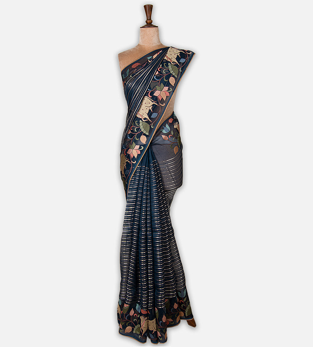 Blue Organza Saree