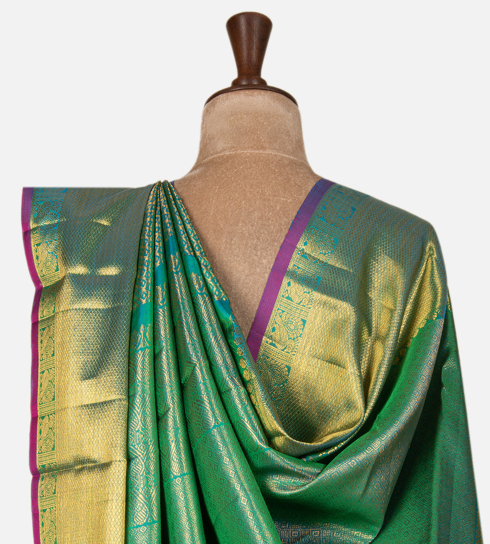 Peacock Green Kanchipuram Silk Saree