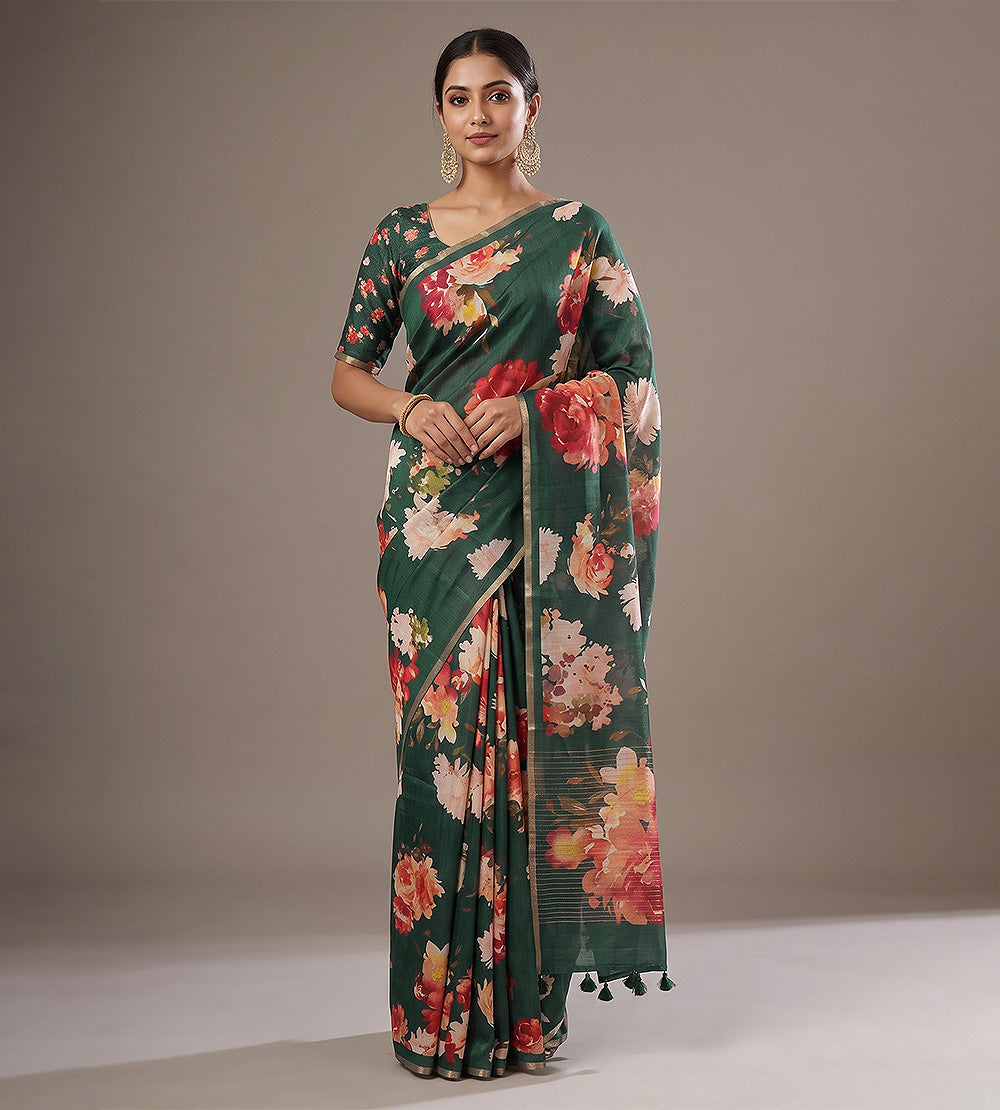 Green Moonga Tussar Saree
