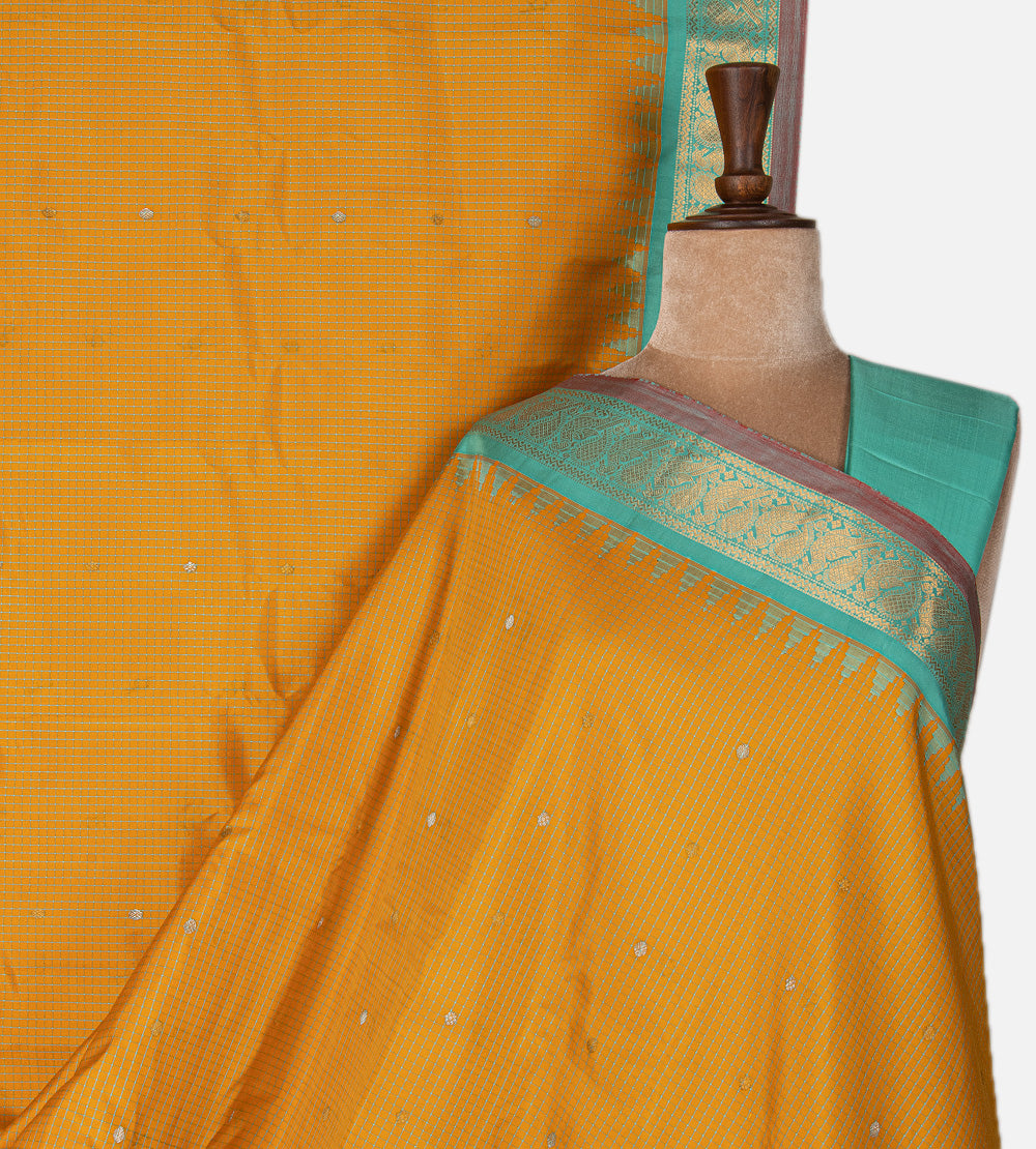 Yellow Gadwal Silk Saree