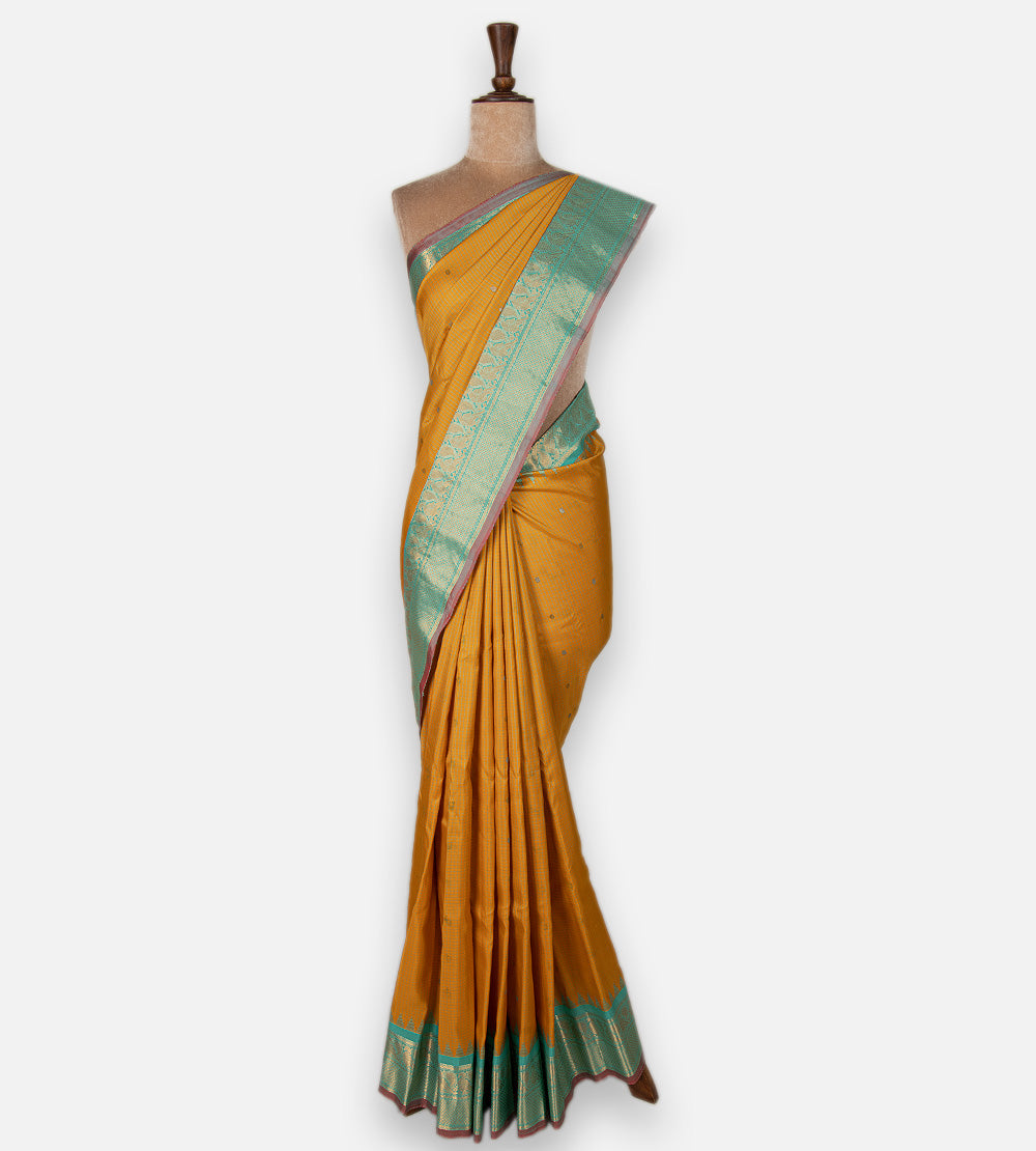 Yellow Gadwal Silk Saree