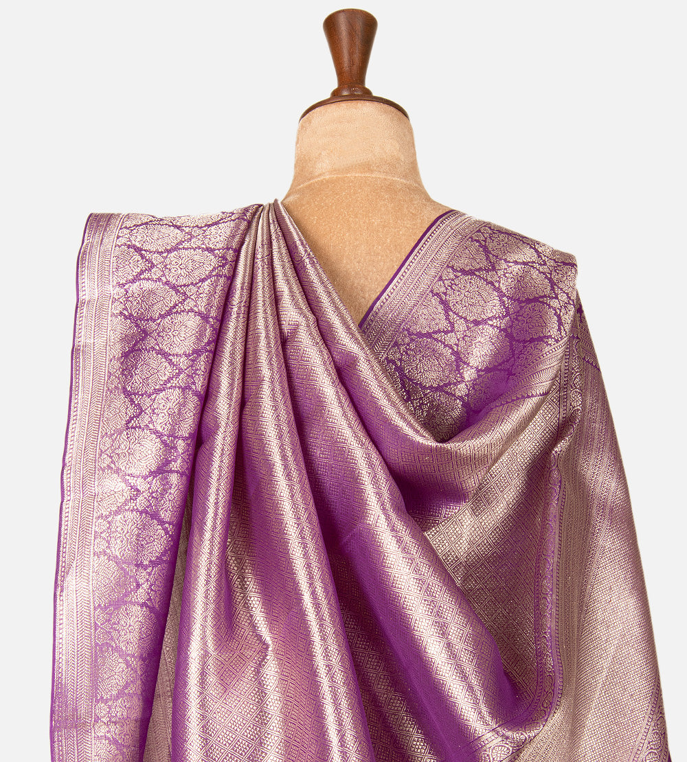 Purple Kora Kanchipuram Silk Saree