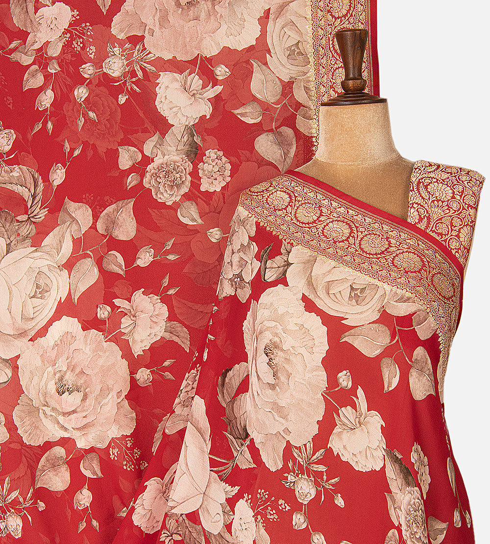 Red Georgette Saree