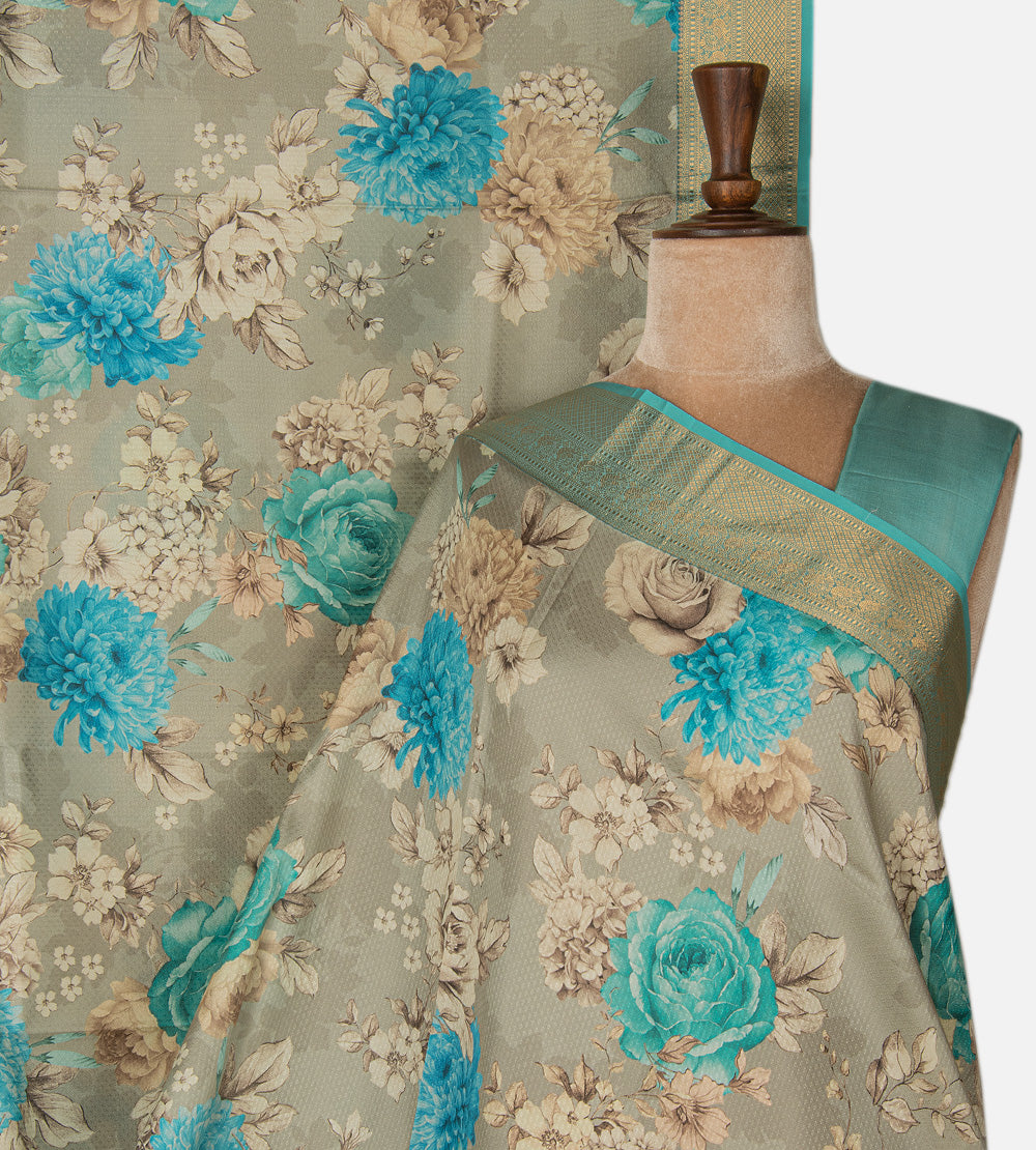 Muted Olive Green Soft Silk Saree